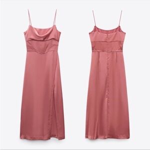 Zara Terracotta Satin Corset Dress